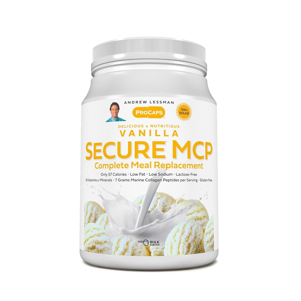 ANDREW LESSMAN Secure MCP täydellinen aterianvaihto - Vanilla 10 Tarjoilut - Vain 57 kaloreita, Low-Fat, 7 Grams Marine Collagen Peptides, edistää Radiant Smooth Soft Skin, Mukavat nivelet