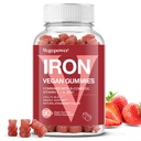 Rauta Gummies lisäravinteet naisille ja lapsille - Multivitamiini C-vitamiini energiatukea, suuri maistaminen Rauta Gummy vitamiinit C-vitamiinia Max Imeytyminen - Vegaani, mansikka 90 Count
