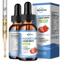 2 Pakkaus Liquid Magnesium Glycinate Drops Taurate & Citrate, rauhallinen magnesium Omega3, L-Theanine, Kalium, Ashwagandha, Vitamiinia uneen, Lihas, Immuuniterveys, sokerivapaa mansikka maku