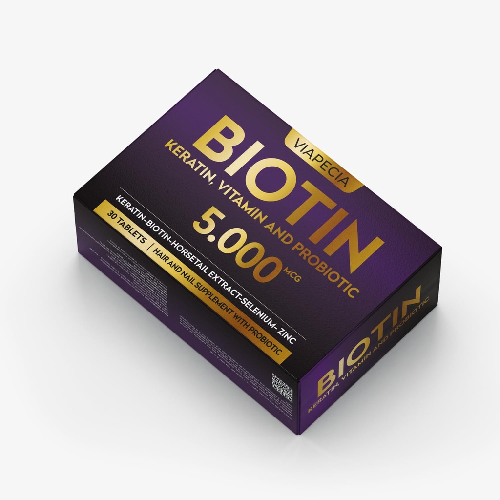 Biotin 5000Mcg - High Potency Biotin Supplement for Hair Growth - Hair Skin Nails Vitamins for Women - Stöder Keratin Production och Tissue Regeneration - Vitaminer och Supplements - 30 kapslar