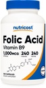 Nutricost Foolihappo (Vitamin B9) 1000 mikrog, 240 kapselia