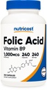 Nutricost Foolihappo (Vitamin B9) 1000 mikrog, 240 kapselia