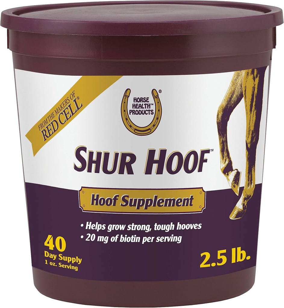 Horse Health Shur Hoof Kavi lisäravinteet hevosille, auttaa kasvamaan vahva, kovat sorkat, 2,5 punta, 40 päivän tarjonta