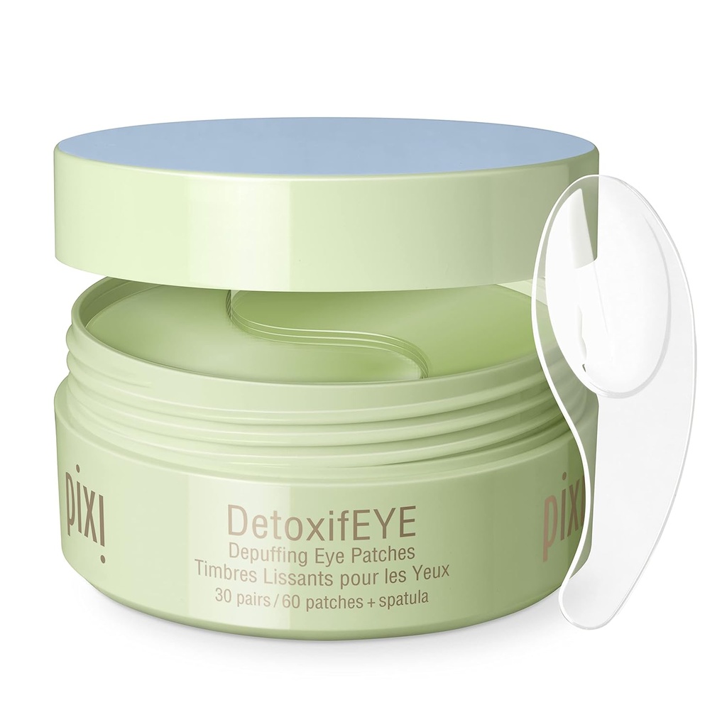 Pixi DetoxifEYE Depuffing Hydrogel Under-Eye Patches, Cucumber, Hyaluronic Acid & Comfeine for Puffy Eyes and Dark Circles, Hydrate Eye Area, 30 paria, 60 Patches