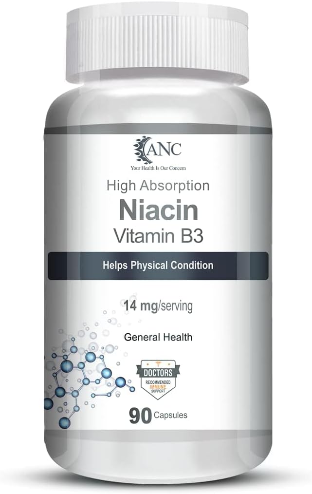 Tavallinen Niasiini B3-vitamiinikapseli - flush, ei-GMO, Gluteenittomat -90 kapselia