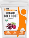 BulkSupplements.com Organic Beet Root Powder - Superfood Superfood Supplement, Beet Root Supplements - Vegan & Gluteeniton, 3.5g per tarjoilu, 1kg (Pack of 5) (11 lbs)