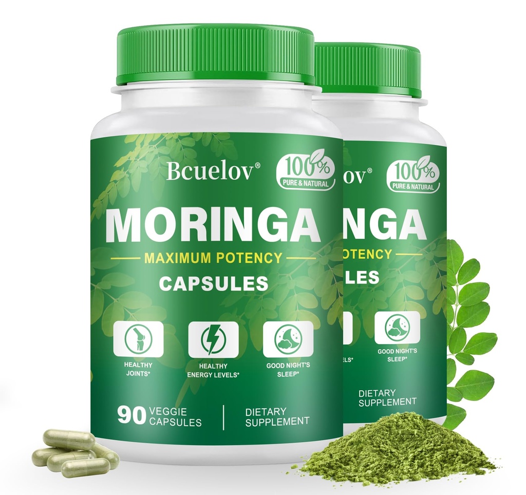 Moringa Kapselit 2 pullot 800 mg Pure Moringa Powder Kapselit ... Tukee energiaa, immuuni tukea, Gut Health, vihreä Superruoka sisältää vitamiineja ja aminohappoja.