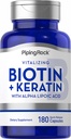 Piping Rock Biotin 5000mcg | 180 kapslar | Plus Keratin och Alpha Lipoic Acid | Non-GMO, Gluten Free Supplement