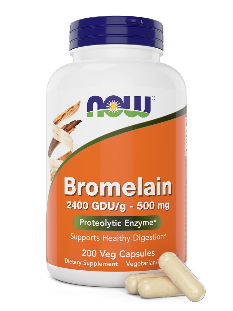 Nyt bromelaiini 500 mg, 200 Veg-kapselia - luonnollinen ananas, proteolyyttinen enzyme-lisä, 2400 GDU