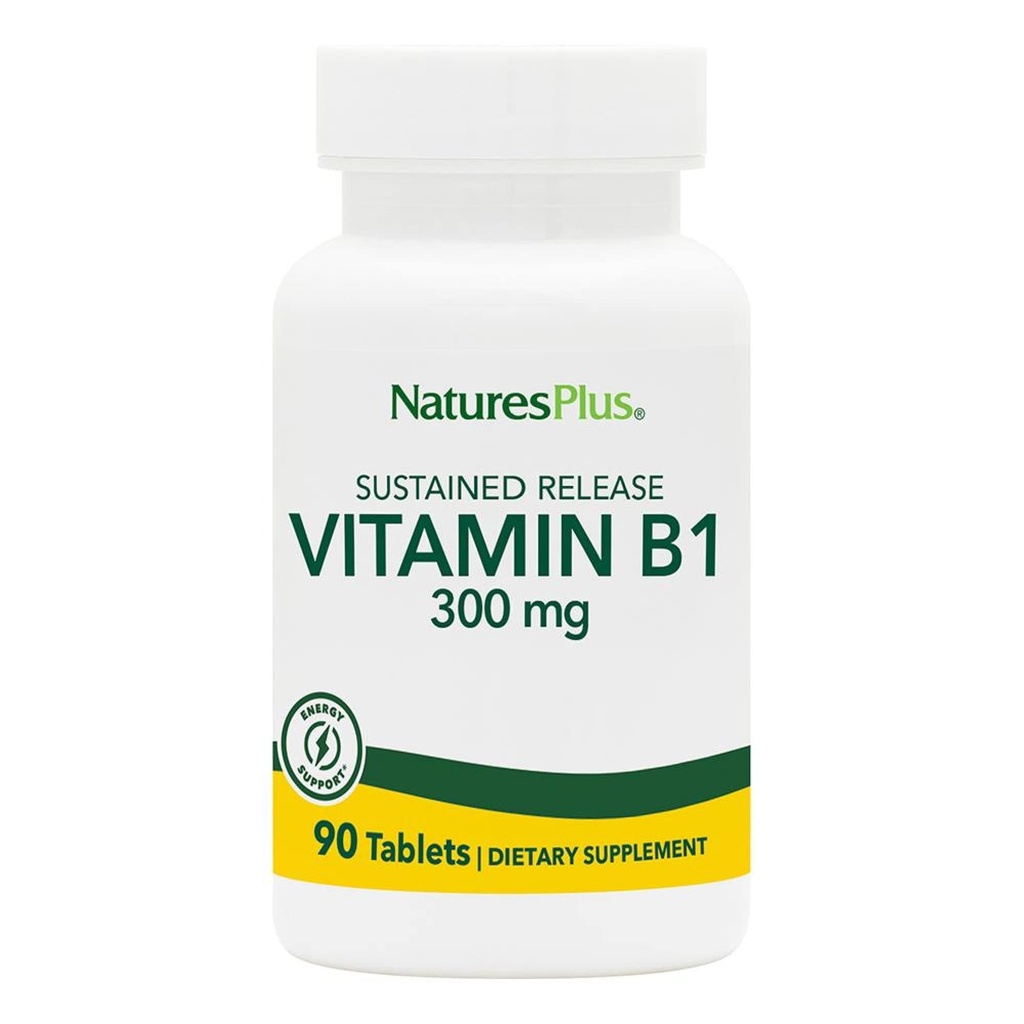 Natures Plus B1-vitamiini (Tiamin HCI), kestävä Julkaisu - 300 mg, 90 Kasvisruokaa - Gluteeniton - 90 Tarjoilu