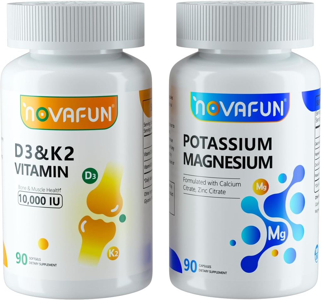 Kalcium Magnesium med Calcium Zinc & D3 K2 Vitamin Supplements Bundle för hjärta, ben, muskelhälsa
