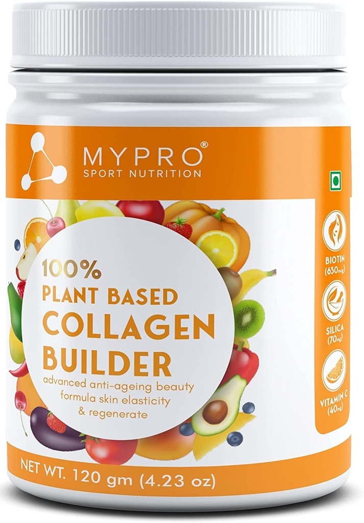 Cuty Sport Nutrition Plant Base Collagen Builder Rikastettu (Biotin,Silica,Sesbania, Bamboo Shoot) Advanced Anti-ageing Kauneus Formula Skin Elasticity & Regenerate, miehille & naisille, 4.23 oz