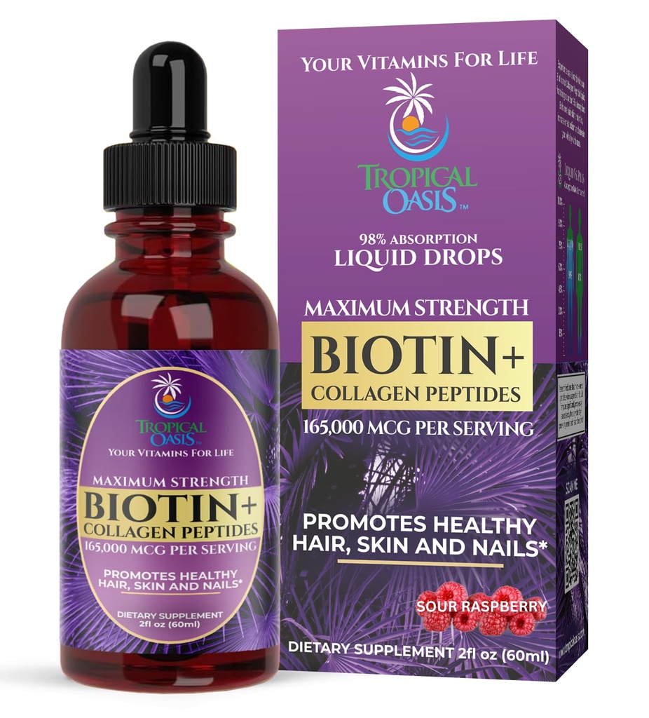 Maximum Strength 165 000mcg Liquid Biotin & Collagen Drops ...
