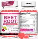 Beetajuuri Gummies - Typpioksidi Beet Gummies for Circulation Support, Typpioksidin tuotanto - rypälesiemenet, Hawthorn Berry, Hibiscus, Organic, Ei-GMO, 60 Gummies