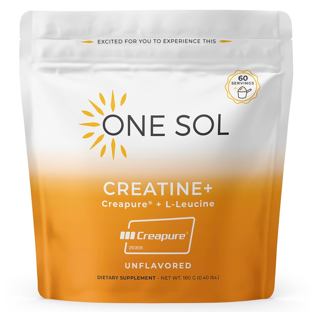 En solkreatin för kvinnor, alla naturliga kvinnors kreatinpulver w Creapure & Leucine, Öka Lean Muscle Mass, minska återhämtningstiden, främjar hjärna och benhälsa (Obsmakad, 60 portioner)