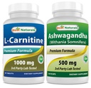 Best Naturals L-karnitiini 1000mg & Ashwagandha uute 500 Mg
