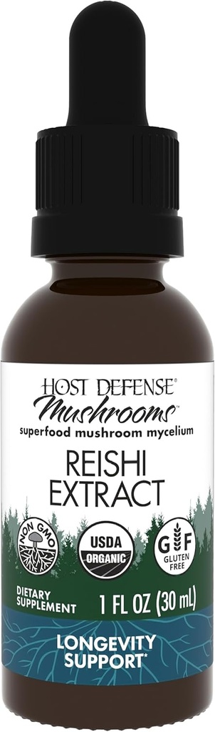 Värdförsvar Reishi Extract - Hjärt- och immun Health Support Supplement - Mushroom Supplement för att stödja energi och vitalitet - Reishi Supplement to Aid Overall Well-Being - 1 fl oz (30 portioner) *