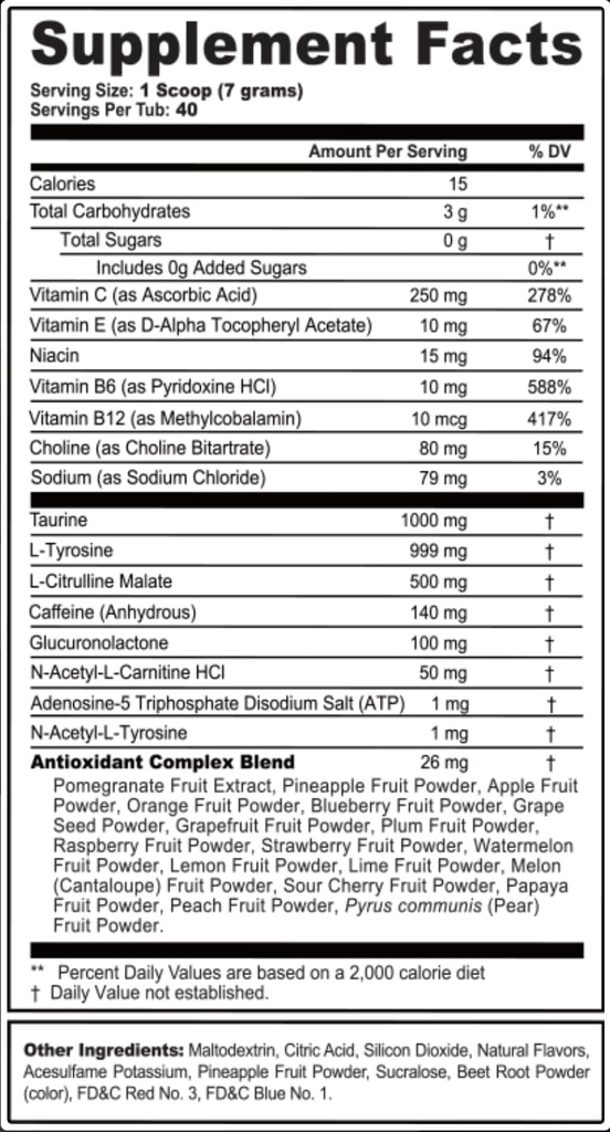 G Fuel Energy Drink Powder, Pre workout kofeiini Mix pelaamista, sokeriton Focus Amino, vitamiini + antioksidantteja, 9,9oz (Citrus Green Tea, 40 tarjoilua)