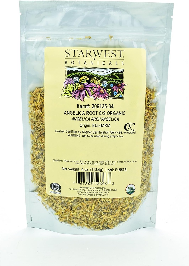 Starwest Kasvitieteet Organic Angelica Root C/S, 4 Ounces