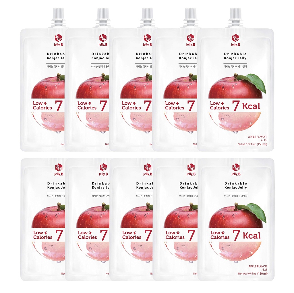 Jelly B Juotavaa Konjac Jelly (10 pakkausta 150 ml) - 0 Gram Sugar, Vain 6 kcal Each Packets (Apple)