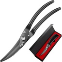 Kitchen Shears Heavy Duty, Premium Kitchen Sakset Ruostumaton teräs, 8,8" Siipikarja Shears Ultra Sharp varten luuton kananliha, elintarvikkeiden sakset Anti-Slip kahva, musta titaani päällystetty, kevät Ladattu