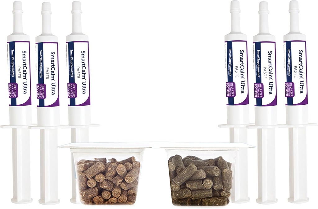 SmartEquine Stress Ease & SmartCalm Ultra Paste 6 Tubes Bundle | No Added Herbs or Sugar, Equine Supplement, Hjälpsam med Skittish Horses