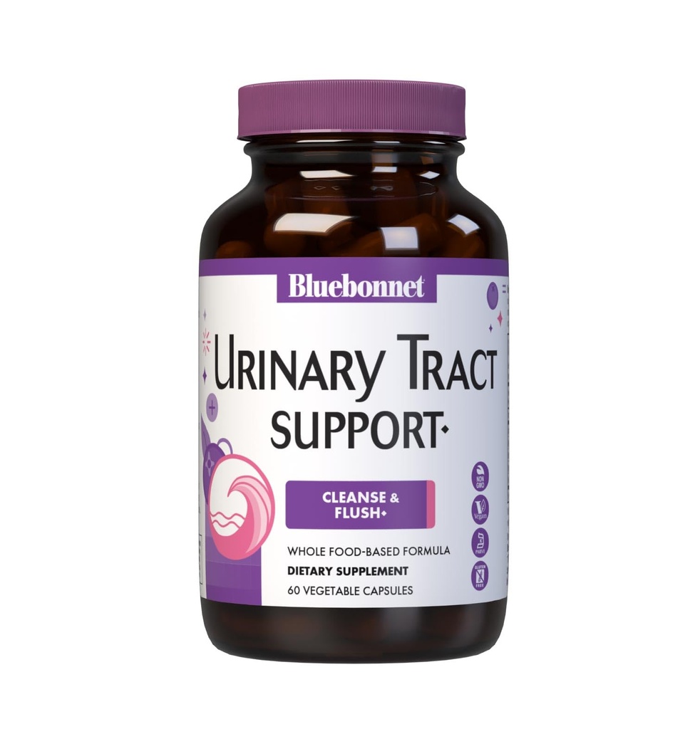 Bluebonnet Nutrition Urinary Tract Support, Cleanse & Flush*, Soy-Free, Gluten-Free, Kosher-Certified, Non-GMO, Dairy-Free, Vegan, 60 Vegetabiliska kapslar, 30 portioner