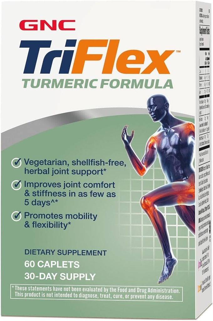GNC TriFlex Turmeric Formula, parantaa yhteistä mukavuutta ja jännitystä, edistää liikkuvuutta ja joustavuutta, 60 Caplets