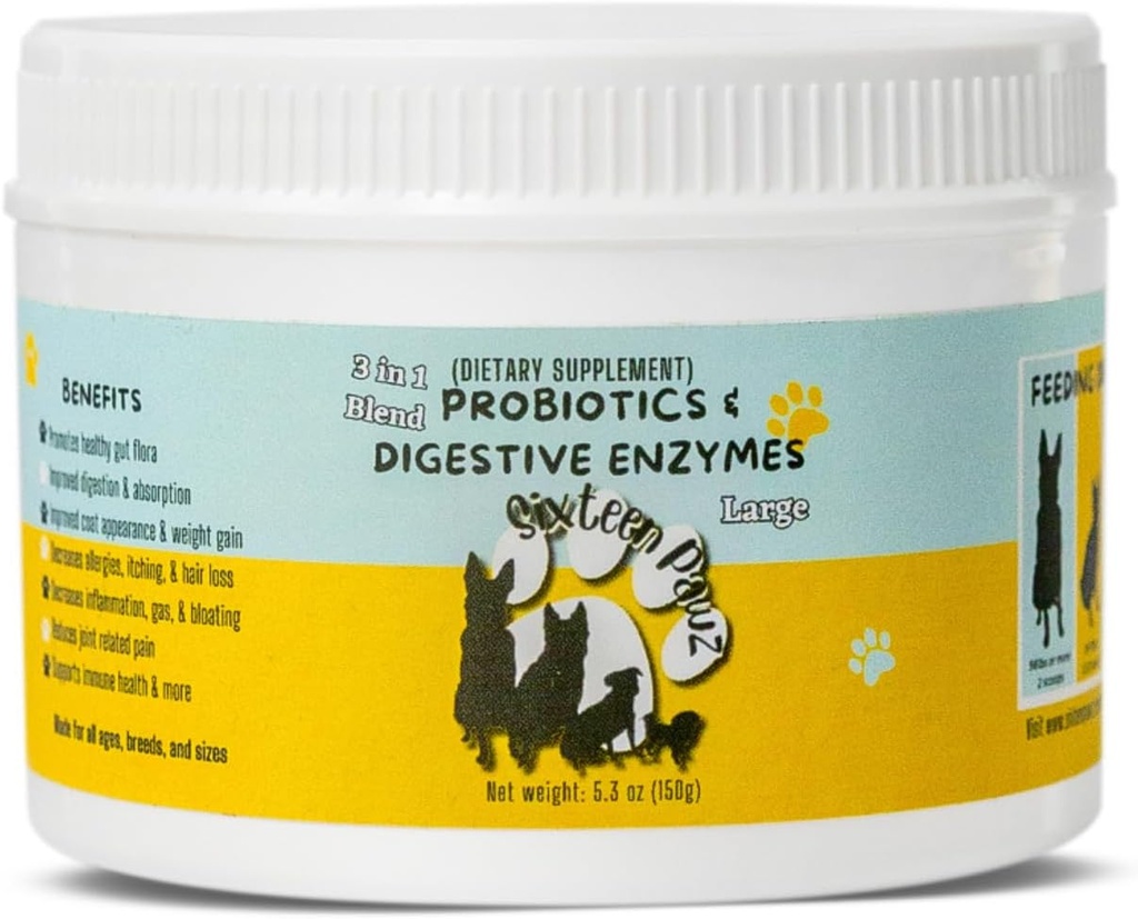 Probiootit, prebiootit, & Dgestive Enzymes for Dogs.