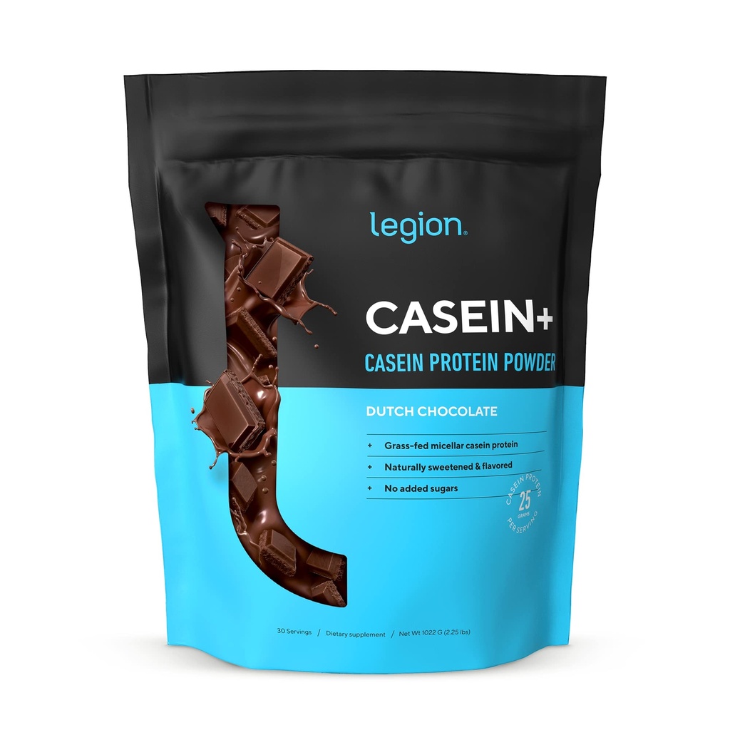 LEGION Casein Protein Powder (Dutch Chocolate) - hitaasti vapauttava Micellar Casein Protein Powder - ei-GMO, Gluteeniton & luonnollisesti makeutettu jauhe ruoho-Fed lehmiä (25 tarjoilua)