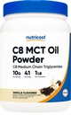 Nutricost C8 MCT Oil Powder 1LB (16oz) Vanilla Flavor - 95% C8 MCT Oil Powder, paras Keto Diets, ei-GMO, Gluteeniton