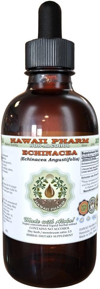 Echinacea alkoholiton nesteuute, echinacea (Echinacea Angustifolia) Kuivattu juuri Glycerite Havaiji Pharm Natural Herbal Supplement 4 oz