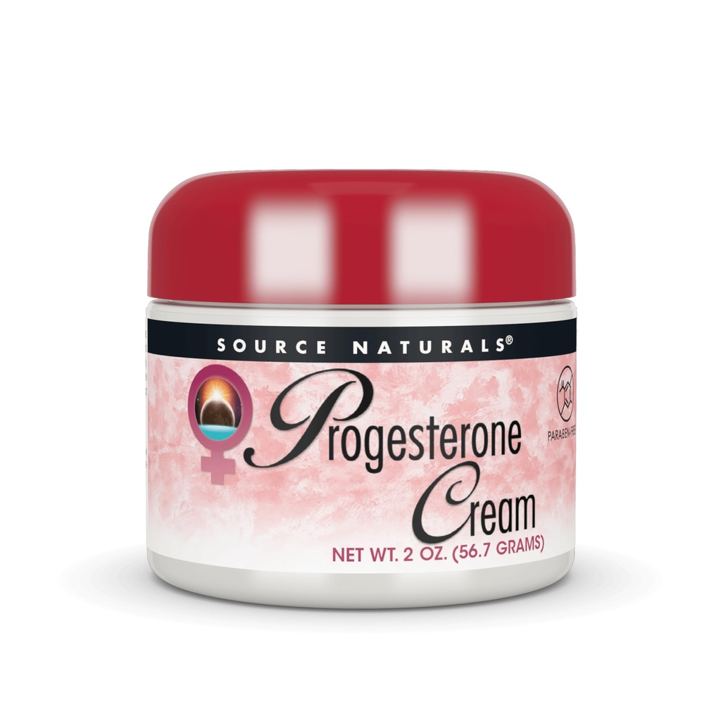 Source Naturals Progesterone Cream - Naisten terveystuki - Korkea puhtaus, Paraben ilmainen - 2 Ounce Jar