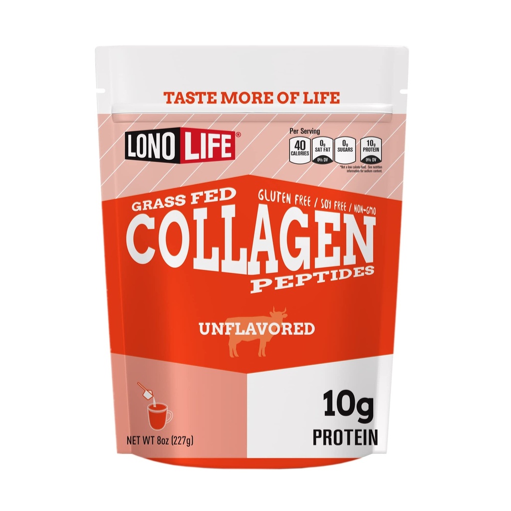 LonoLife - makuamaton Collagen Peptides kanssa 10g proteiinia, Paleo ja Keto Friendly, 8-Aunce irtotavarana kontti - Pakkaus Toukokuu Vary