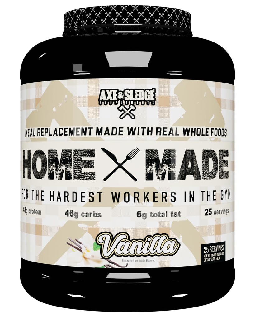 Axe & Sledge lisäravinteet Koti Valmistettu koko elintarvikkeiden-pohjainen aterian korvausjauhe, 25 tarjoilua (paketti 1) (Vanilla)