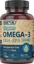 DEVA Vegan Omega-3 DHA-EPA 300MG - No Carrageenan, Non-Fish Oil härrör från Algae, Non-GMO, 90 Gelatin-Free Softgels