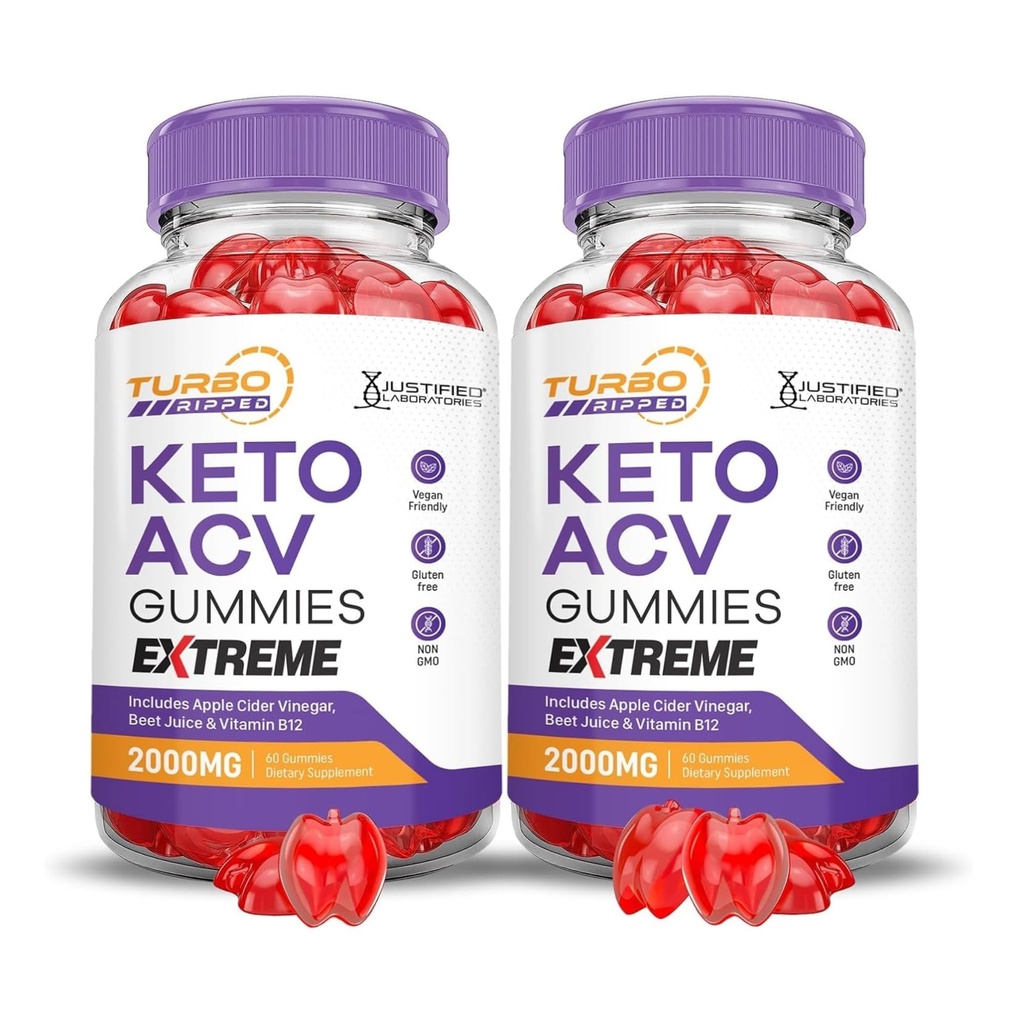 Justited Laboratories (2 pakkaus Turbo repi Keto ACV Gummies Extreme 2000MG Turbo repi Keto Gummies Apple Siideri Viinietikka Muotoiltu Pomegranate Beet Juice Powder B12 Vegan Non GMO 120 Gummys