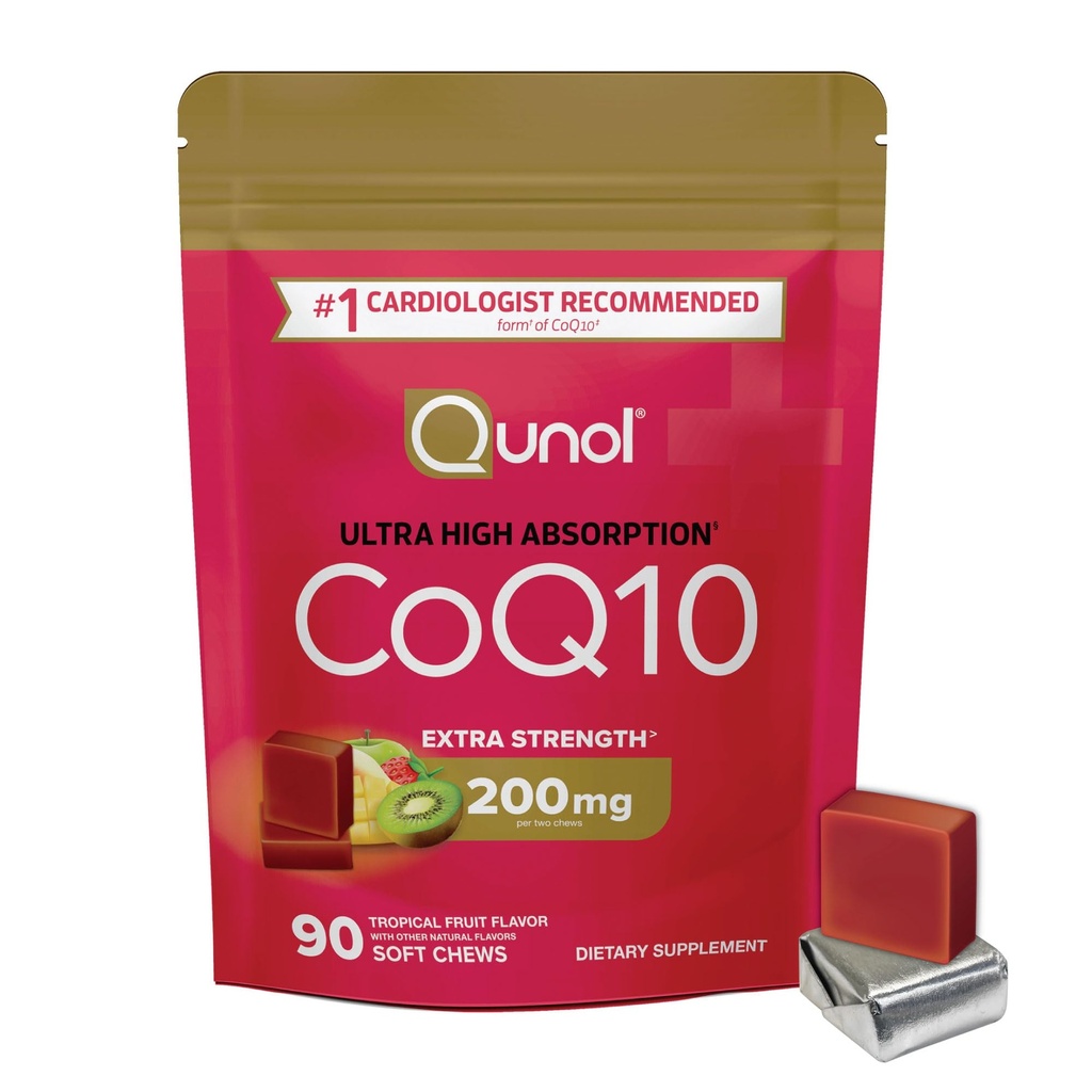 Qunol CoQ10 200 mg pehmeät purut, ekstra vahvuus & ultra korkea imeytyvä Coenzyme Q10 täydentää, #1 kardiologi Suositeltava täydentää sydämen terveys, 90 Count