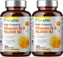 Biophix Vitamin D-3 10000 IE 380 Softgels Vitamin 2 Pack - Hög styrka i Extra Virgin Olive Oil Non-GMO Soy-Free stöder starka ben immunhälsa
