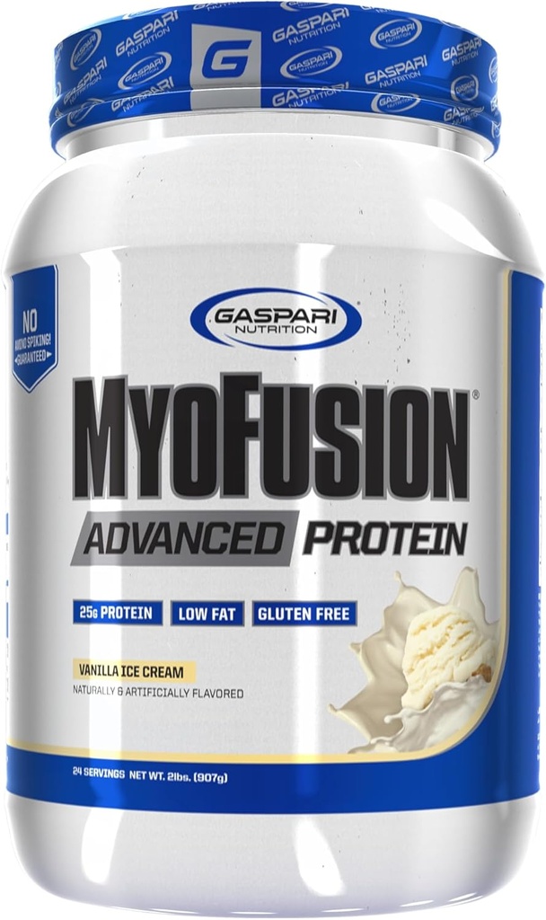 Gaspari Nutrition Myofusion Advanced Protein, Protein Blend med Whey Protein, Casein Protein och Isolate Protein, Low Fat och Gluten Free (2lbs, Vanilla Ice Cream)