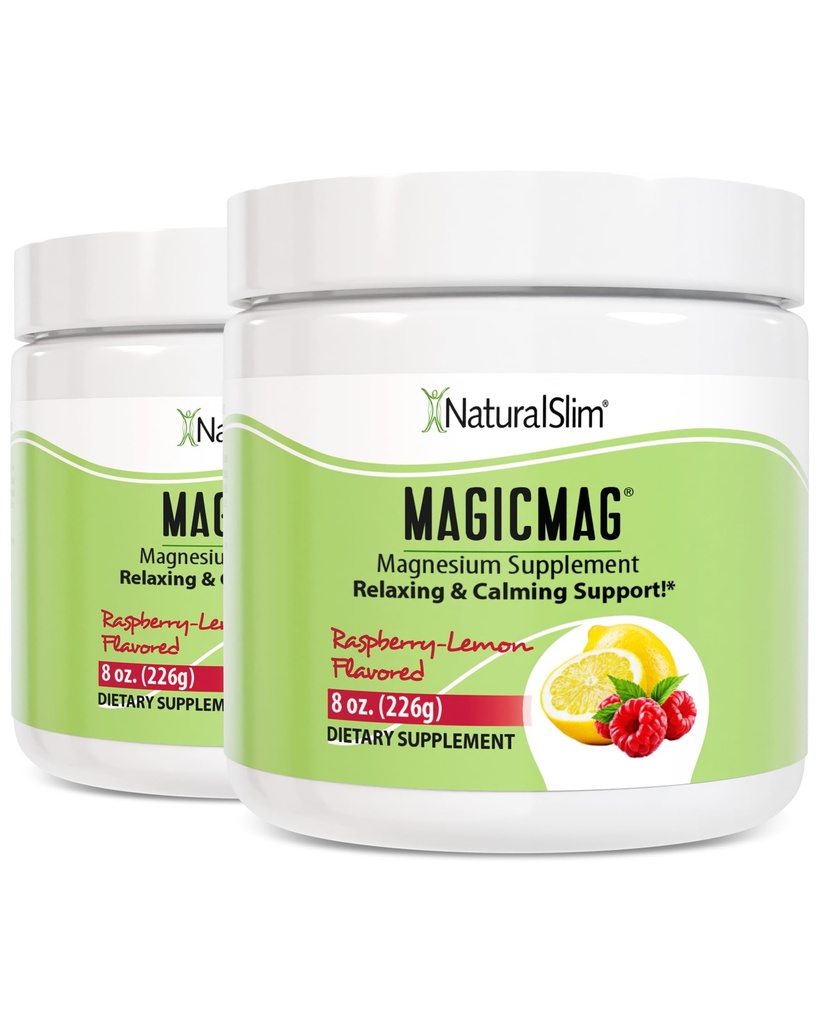 NaturalSlim Magicmag Pure Magnesium Citrate Powder Stressi, Ummetus, Lihas, Heart Health, ja uni Tuki vadelma sitruuna Magnesium täydennysosa - 8oz Drink Mix (2 pakkaus)