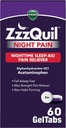 ZzzQuil Night Pain GelTabs, Nighttime Pain Relief, Unilääke Tabletit, Difenhydramiini HCl ja asetaminofeeni, nro.1 Unilääkemerkki, Max Strength Pain Reliever, 60 GelTabs