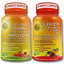 Quercetin med Bromelain, Vitamin C & Zinc + Liposomal Vitamin C 1500mg - Immune Support Bundle med Organic Acerola Cherry, Camu Camu & Citrus Bioflavanoids - Vegan, Non-GMO, Clean Wellness Support