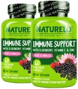 NATURALLO Immuunituki C-vitamiini, Elderberry, Sinkki, Echinacea Natural Immuniteetti Boost w/Antioxidantti, Herbal & Mineral Defense - 60 Vegaanikapselia (paketti 2)