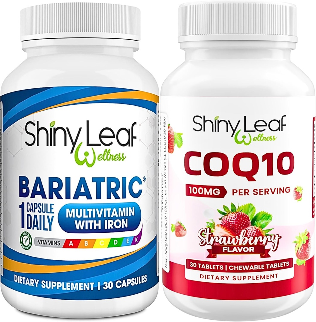 Bariatrisk multivitamin med järn en kapsel per dag och Q10 100 mg tillskott för hjärnhälsa och energihantering för kvinnor och män - 1 månads leverans
