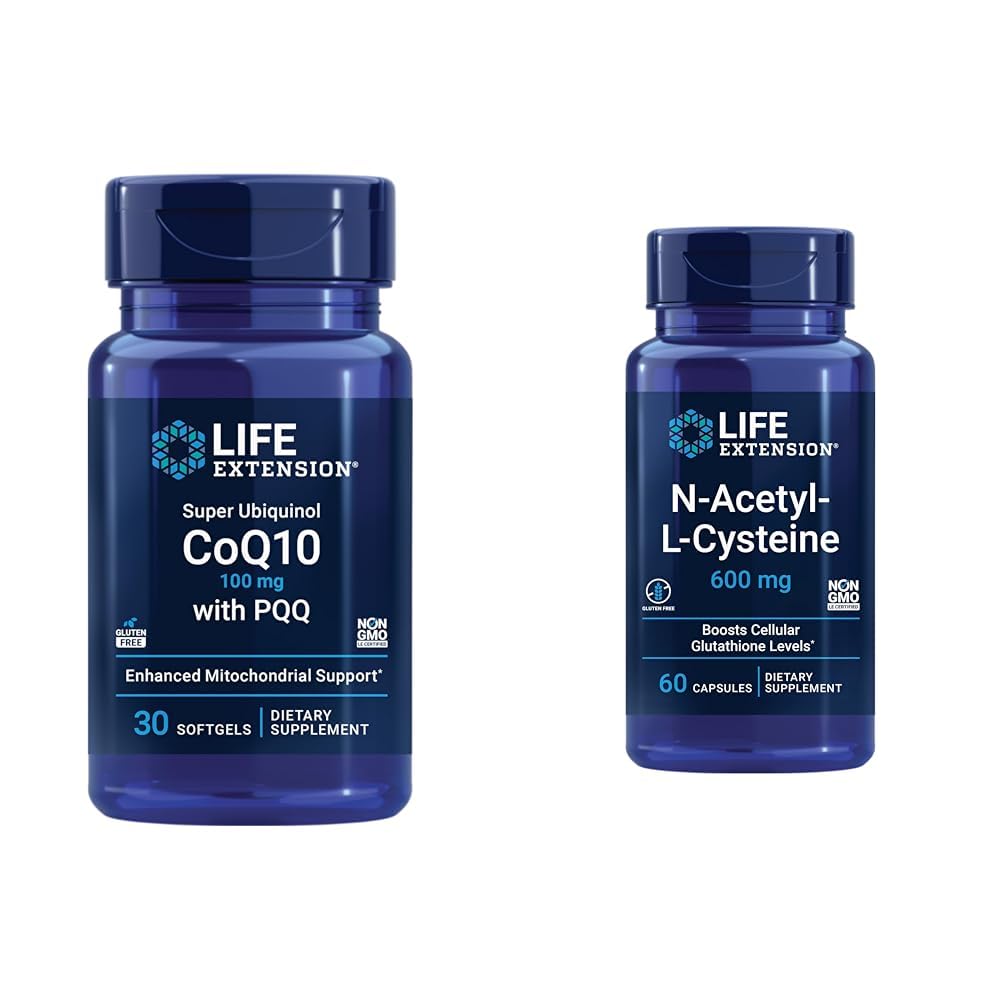 Life Extension Super Ubiquinol CoQ10 med PQQ, CoQ10, PQQ & N-Acetyl-L-Cysteine (NAC), Immune, Respiratory, Liver Health
