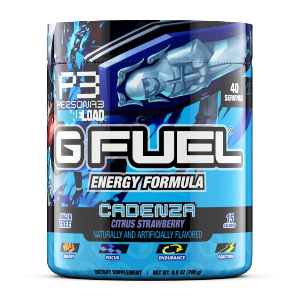 G bränsle Cadenza Energy Drink Powder, Pre Workout Caffeine Mix för spel, Sugar Free Focus Amino, Vitamin + Antioxidanter, 9.9oz (Citrus Strawberry, 40 portioner)