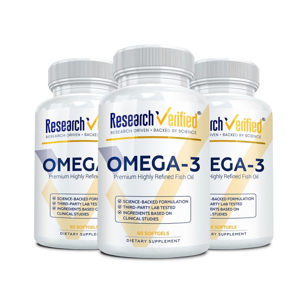 Tutkimus Varmennettu Omega 3-1800mg Omega 3 Fish Oil - High 900mg EPA + 600mg DHA - No Aftertaste - 60 Softgel Kapselit - 3 pullot
