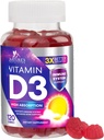 D3-vitamiini Gummy 5000 IU (125 mikrog) - Ruokavaliovitamiini D-lisä naisille ja miehille - luut, hampaat, lihasten ja immuunien terveystuki, korkea teho VIT D3 Nature's Non-GMO & Gluteenittomat - 120 Gummies