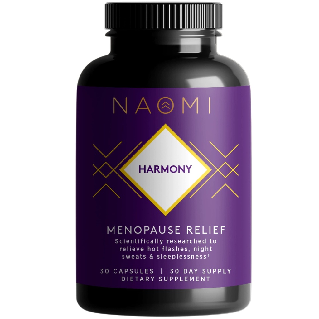 NAOMI Harmony Menopause Relief lisäravinteet Hormonitasapaino tuki Hot Flashs 30 kasviskapselit